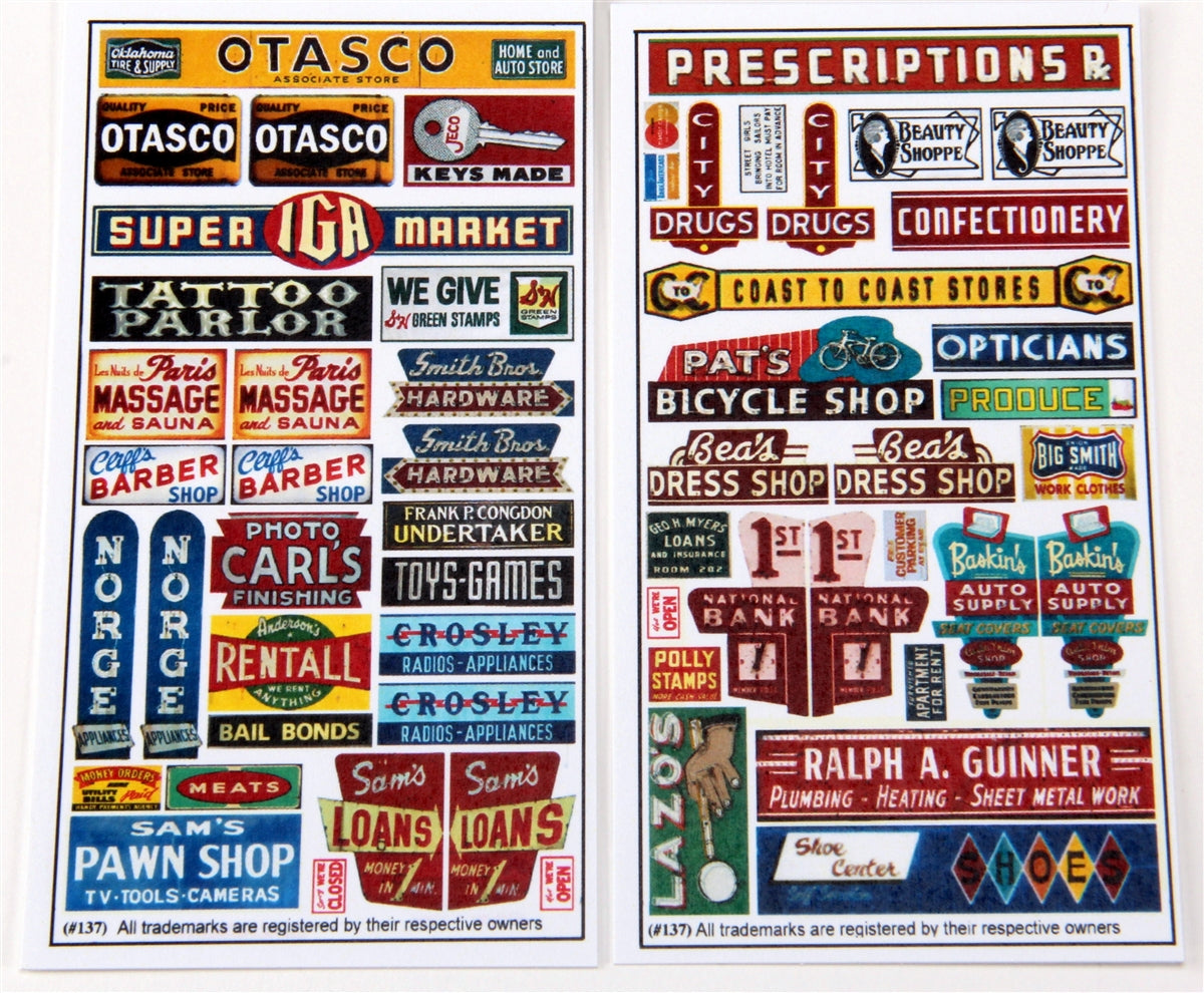 Blair Line 137 HO Scale Storefront Signs No. 4 Sheet (Pack of 2)