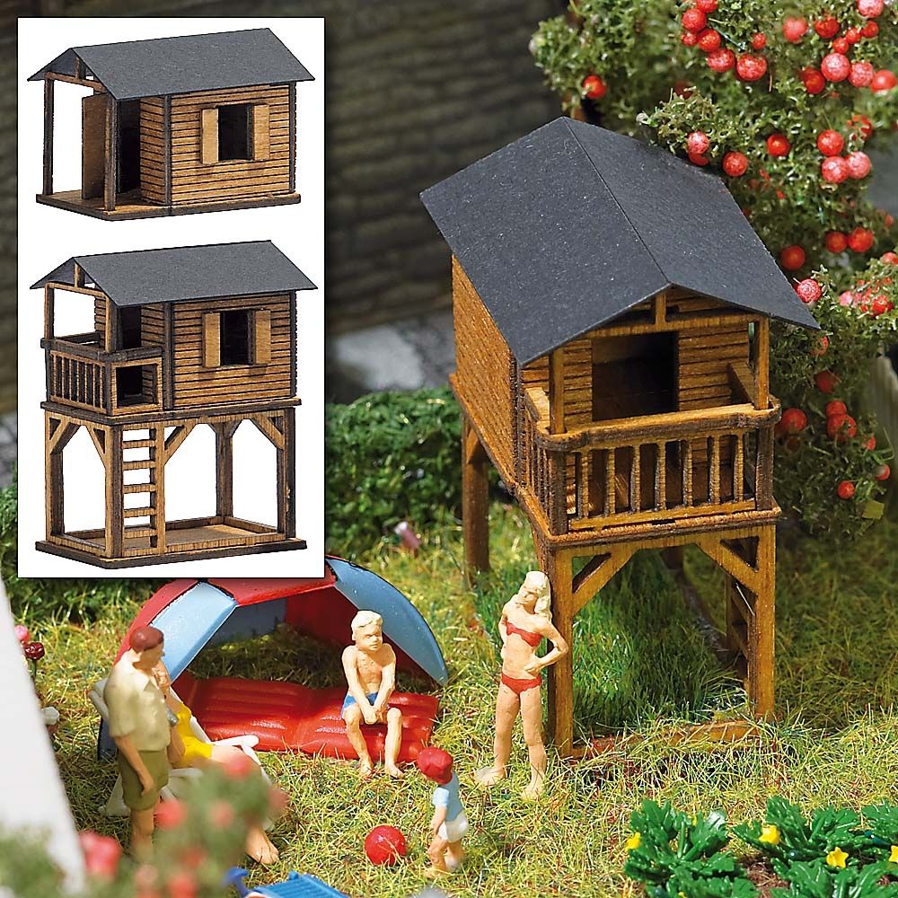 Busch 1486 HO Scale Authentic Wooden Play Houses Building Kit (Set of 2)