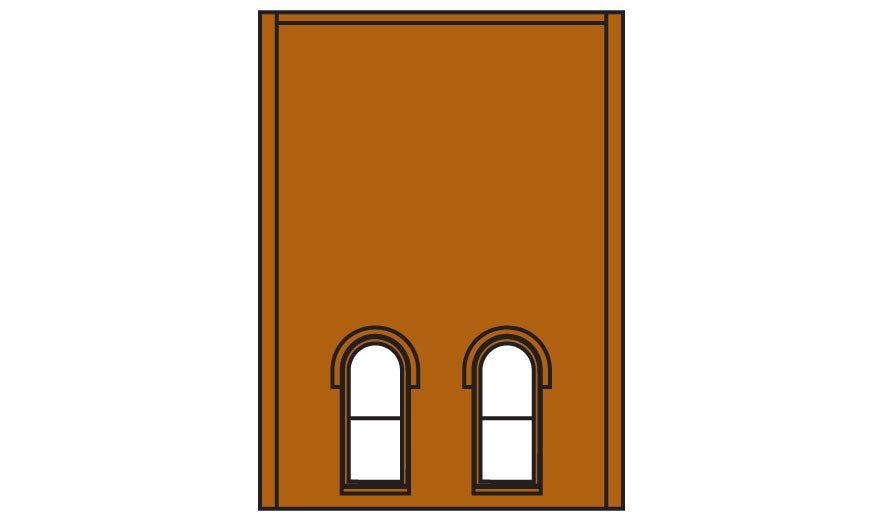 DPM 301-10 HO Scale Two-Story Wall Sections W/2 Lower Story Arched Windows Kit