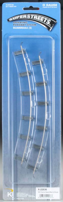 K-Line 6-22536 O Gauge Superstreets 21" Diameter Curved Guard Rail (Pack of 2)