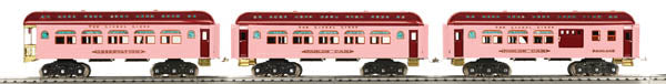 MTH 11-40055 Pink/Brass Tinplate Passenger Car Set #418