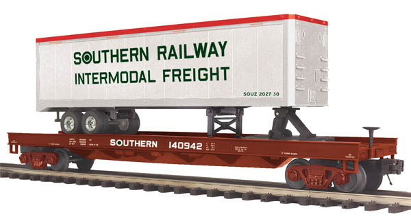MTH 20-98824 O Gauge Southern Railway Flat Car with 40' Trailer