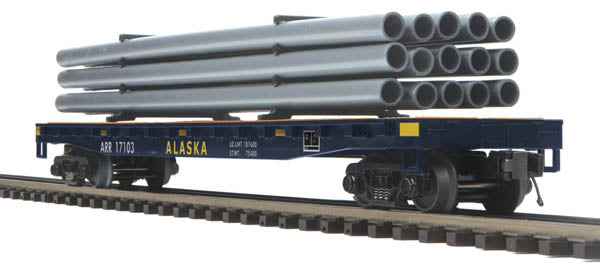 MTH 20-98842 O Alaska Flatcar w/Pipe Load