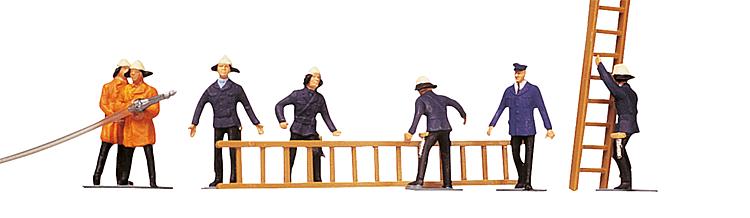 Faller 151006 HO Firemen Figures with Ladders and Hoses (Set of 7)