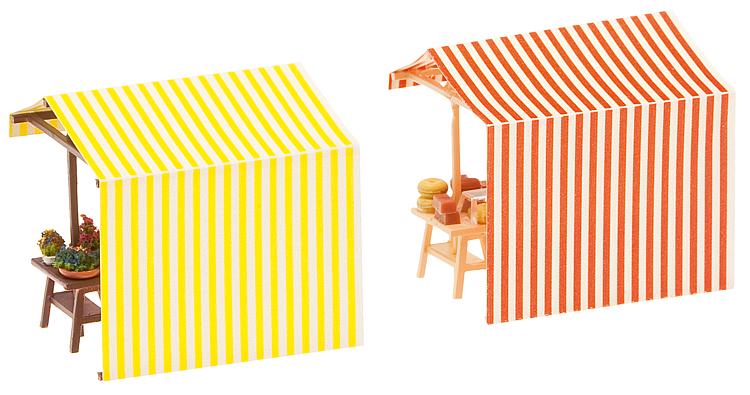 Faller Gmbh 180614 HO Farmers Market Sales Tents Kit 1 Each Cheese & Flower