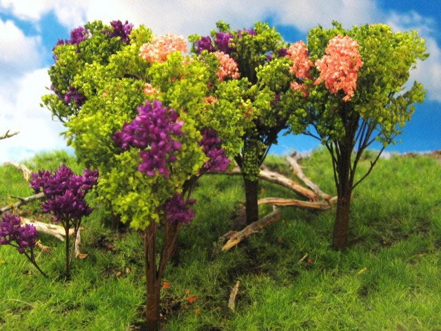 Grand Central Gems T41 HO 4"-5" Jacaranda/Blossom Tree (Set of 6)