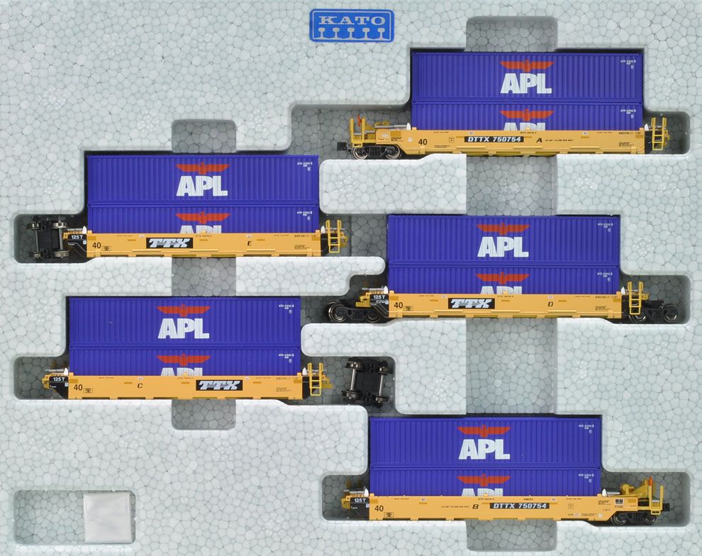 Kato 106-6140 N TTX Gunderson 5-Unit Stack Car w/40' APL
