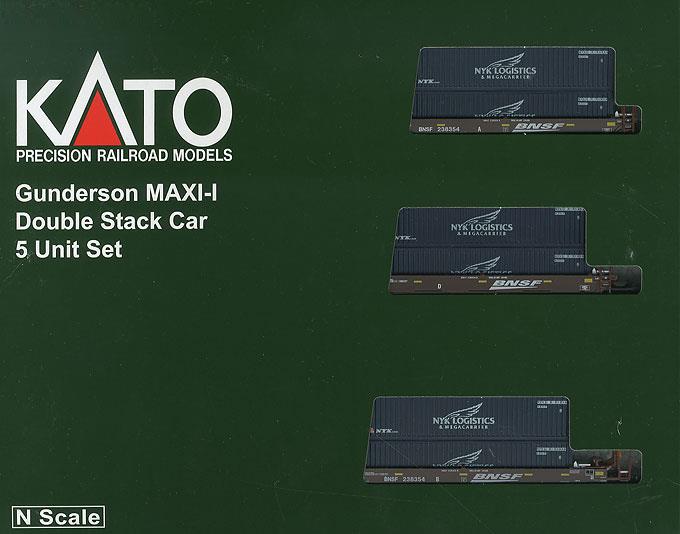 Kato 106-6150 N BNSF 5-Unit Stack Car w/40' NYK Containers Set #238354