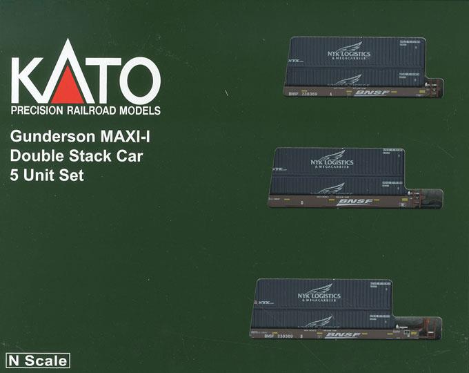 Kato 106-6151 N BNSF 5-Unit Stack Car w/40' NYK Containers Set #238369