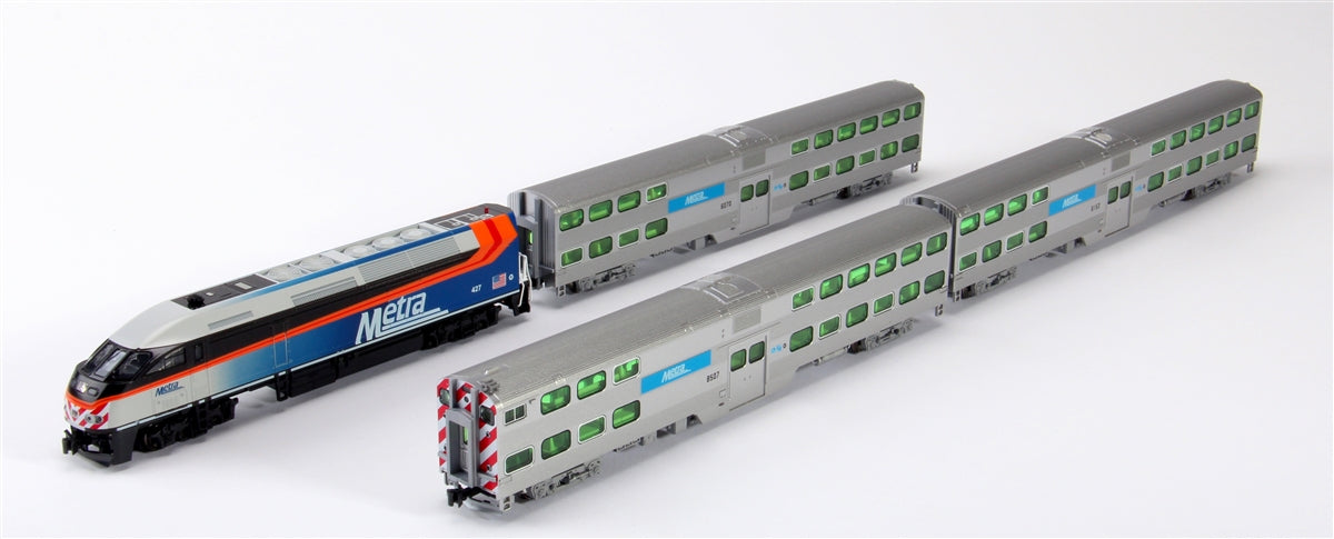 Kato 106-8701 N Scale Chicago Metra MP36PH Bi-Level Commuter Train 4-Unit Set