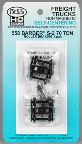 Kadee 558 HO Barber S-2 70-Ton Roller Bearing Fully Sprung Self-Centering Metal