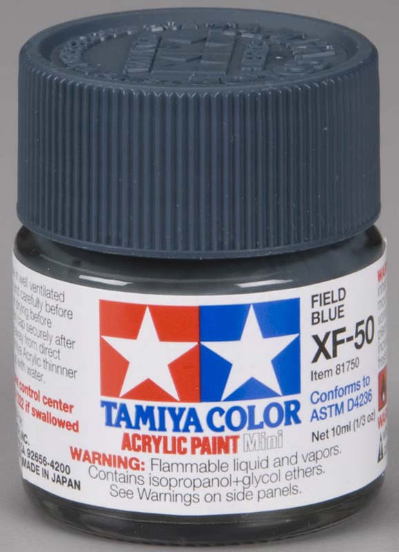 Tamiya 81750 XF-50 Field Blue Acrylic Mini Paint 10 ml Bottle