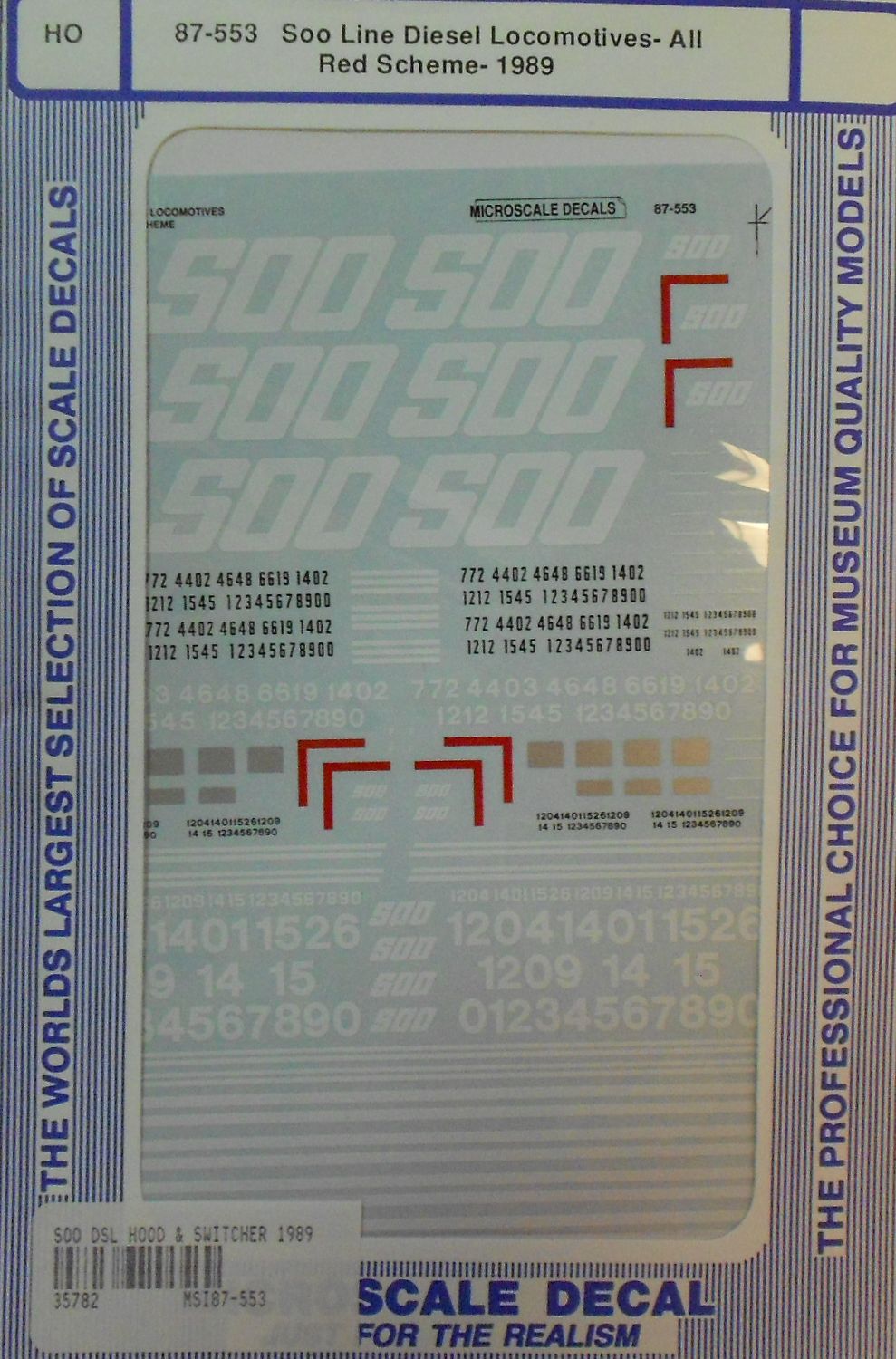 Microscale 87-553 HO Soo Line Candy Apple Red Scheme Diesels Decal Sheet