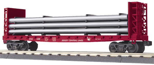 MTH 30-76454 O Gauge CNJ Bulkhead Flat w/Pipe #348 LN/Box