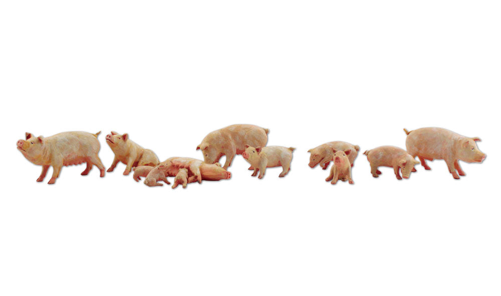 Woodland Scenics A2218 N Scenic Accents Yorkshire Pigs (Set of 12)