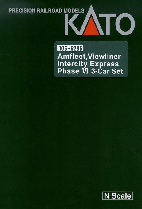 Kato 106-6286 N Amtrak Amfleet Viewliner Intercity Express Phase VI Add On Cars LN/Box