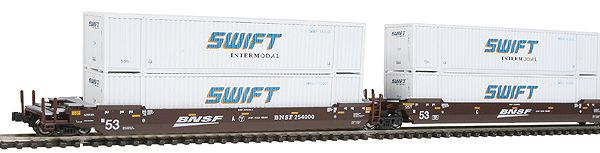 Kato 106-6167 N BNSF MAXI-IV 53' Stack Car w/Swift Container #254000 Set NIB