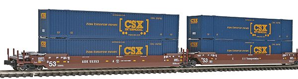 Kato 106-6169 N AOK MAXI-IV 53' Stack Car 3pk #55353 w/CSX Containers NIB