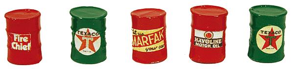 JL Innovative Design 562 HO Green & Red Texaco Oil Drum Barrels (Set of 5)