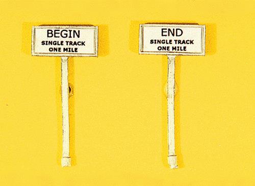 JL Innovative Design 840 HO Right of Way Signs Begin/End Single Track (Set of 2)