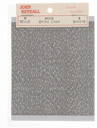 JV Models 8253 N Building Material - Brick Paper Sheets - Stone Gray (Pack of 3)