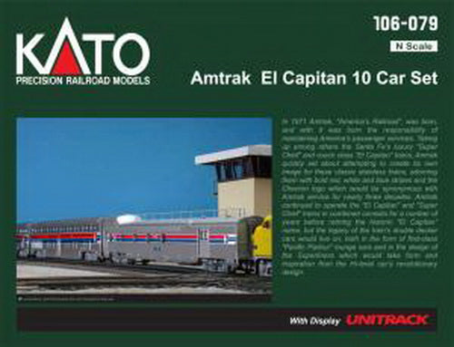 Kato 106-079 N Scale Amtrak El Capitan 10-Car Passenger Set (Set of 10)