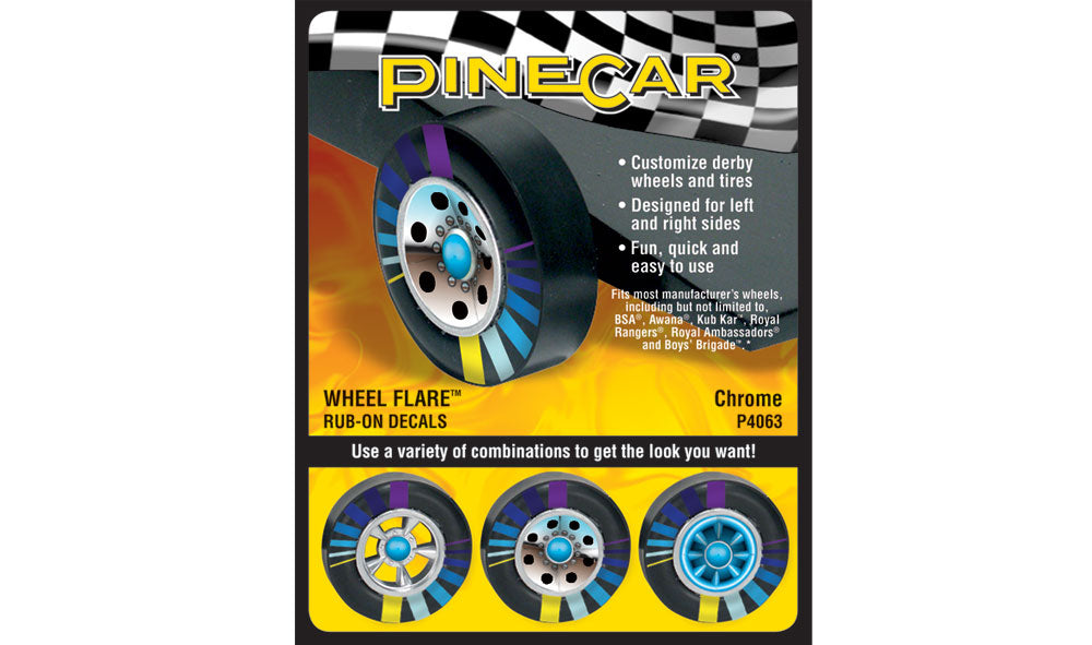 PineCar P4063 Chrome Wheel Flare Rub-On Decals