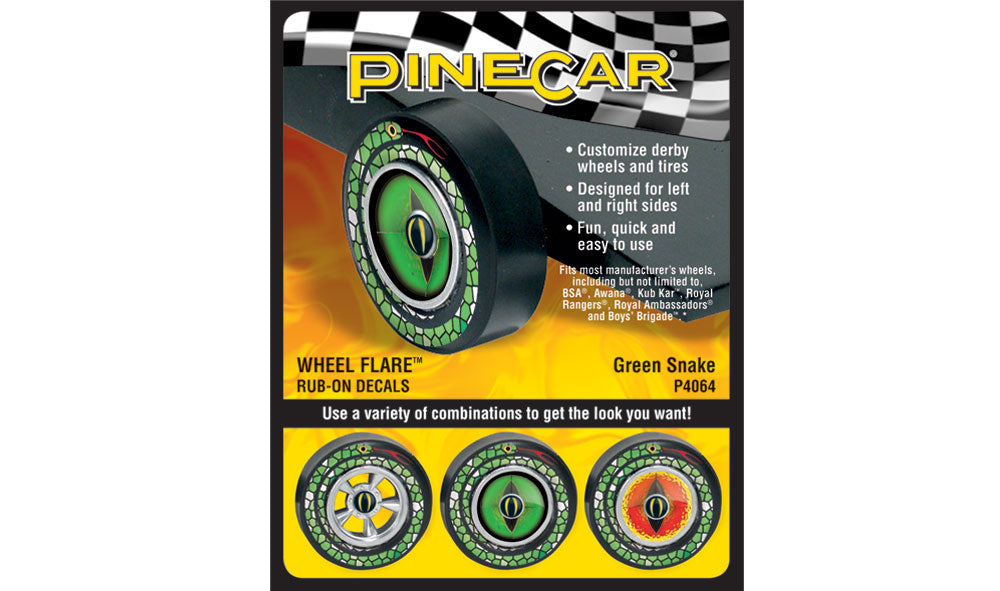 PineCar P4064 Green Snake Wheel Flare Rub-On Decals