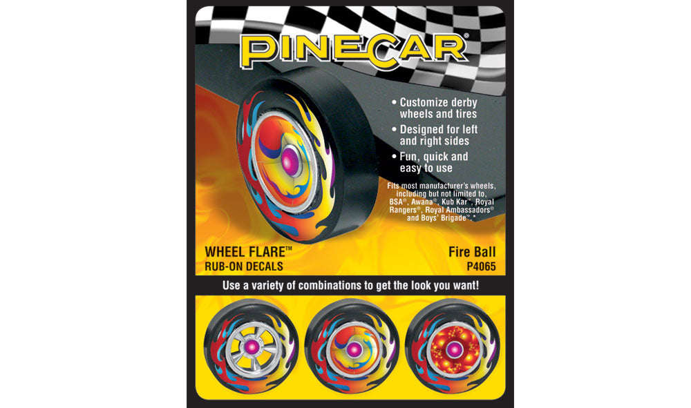 PineCar P4065 Fire Ball Wheel Flare Rub-On Decals