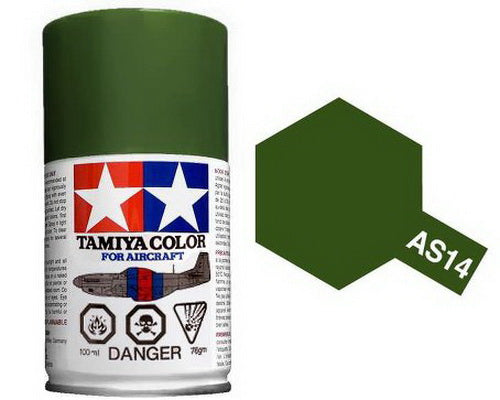 Tamiya 86514 AS-14 Olive Green USAF 100 ml Spray Paint Can