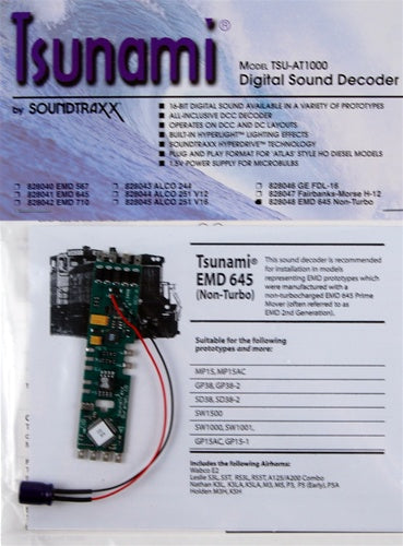 SoundTraxx 828048 Tsunami TSU-AT1000 Sound Decoder EMD 645 Non-Turbo