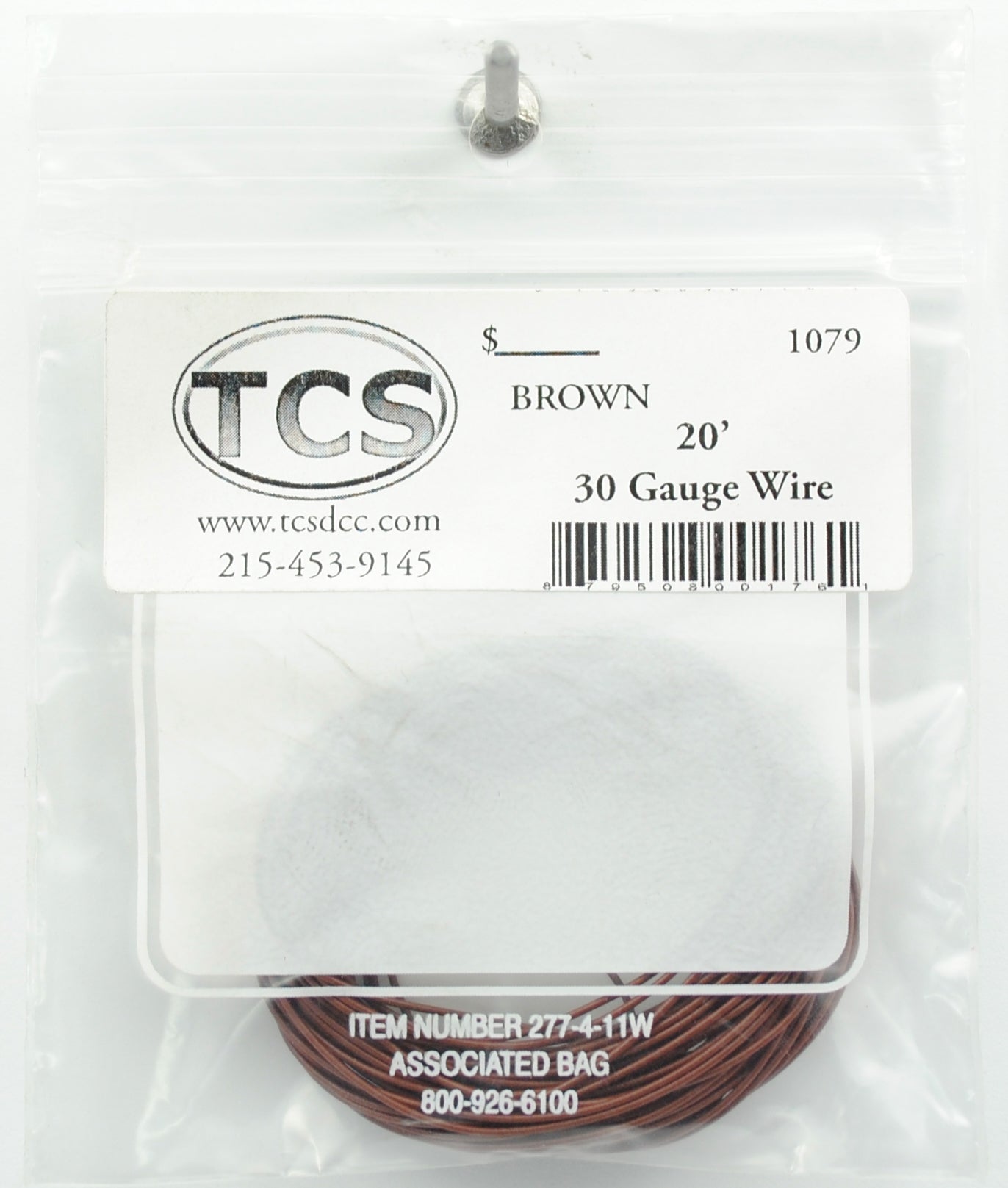 Train Control Systems 1079 20' of 30 Gauge Wire, Brown