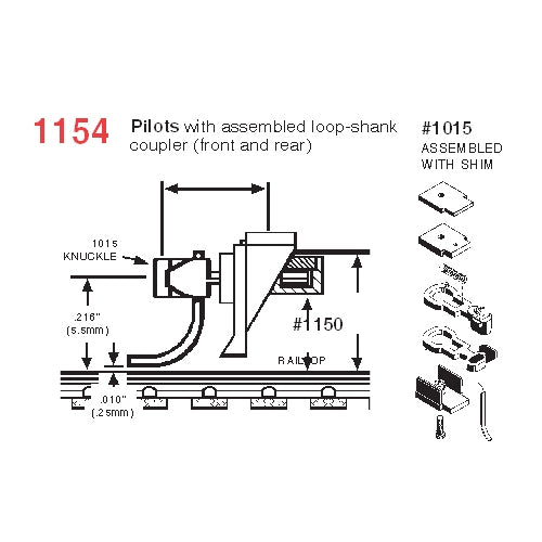 Micro-Trains 00132060 N Atlas RSD-12 Pilot Locomotive Coupler Conversion Kit