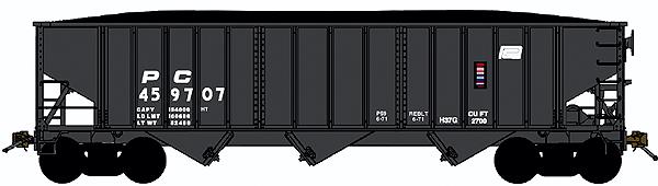 Bluford Shops 14141 N Scale Penn Central  Rib Side 3-Bay Hopper #459837