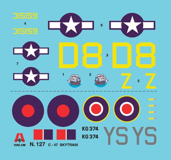 Italeri 0127 1:72 C47 Skytrain (Dakota) Military Aircraft Plane Model Kit