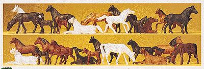 Preiser 14407 HO Scale Animals - Horses Figures Assorted Colors (Set of 26)