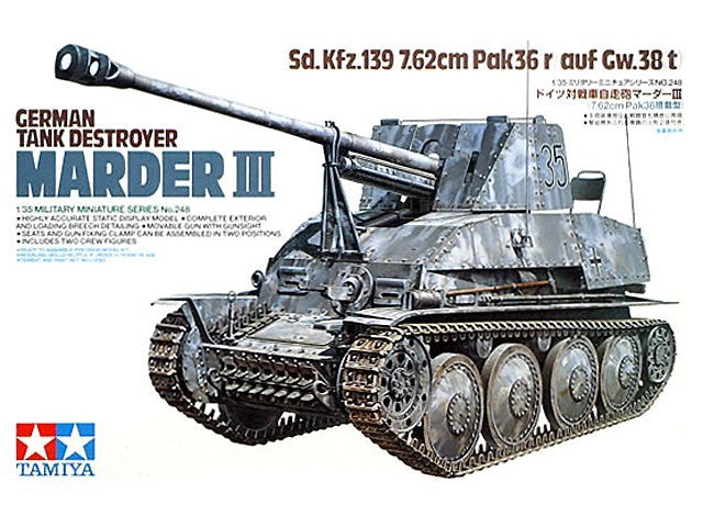 Tamiya 35248 1:35 German Marder III Destroyer Military Tank Model Kit