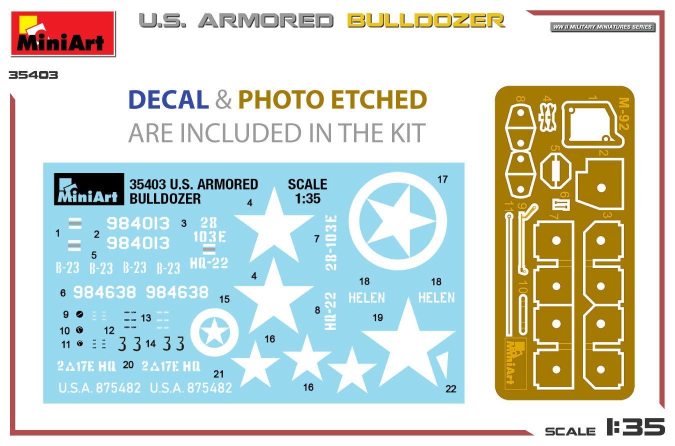 MiniArt 35403 1:35 U.S. Armored Bulldozer Plastic Model Kit
