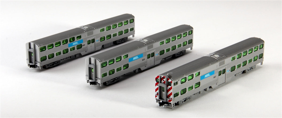 Kato 106-8702 N Chicago Metra Gallery Bi-Level Passenger Cars - 3 pack