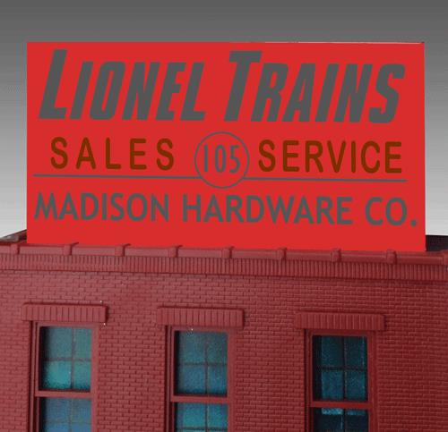 Miller Engineering 88-1011 HO/O Madison Hardware Animated Neon Billboar