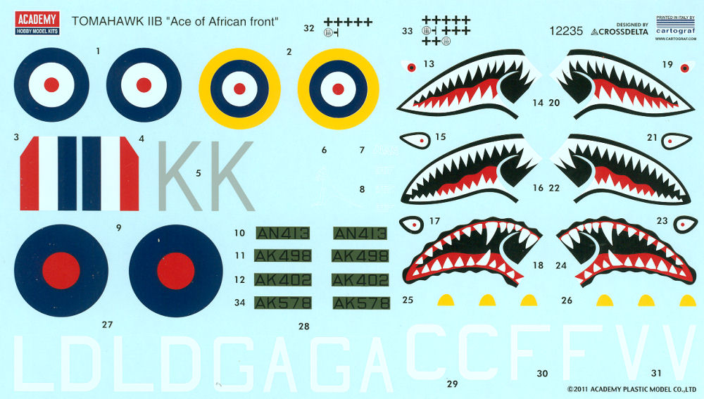Academy 12235 1:48 P-40C Tomahawk IIb Ace of African Front Military Plane Kit