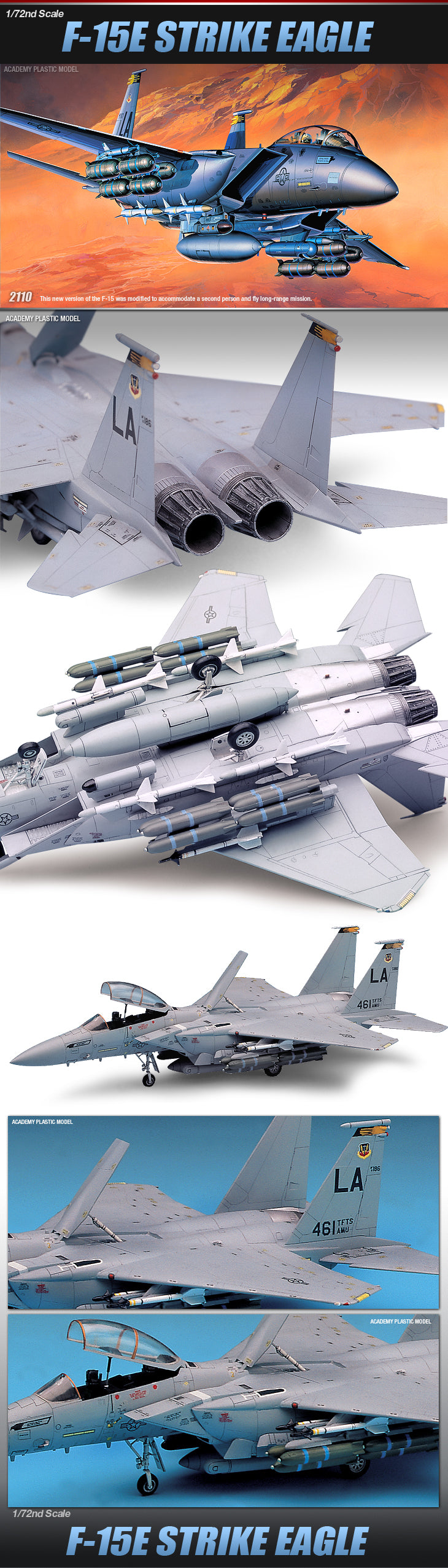 Academy 12478 1:72 F-15E Strike Eagle Military Aircraft Plane Model Kit