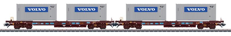 Marklin 47458 HO Container/Well Flatcar with Containers 2-Pack - 3-Rail