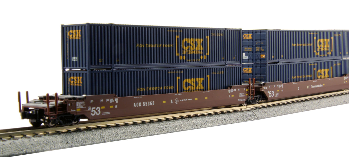 Kato 106-6170 N AOK MAXI-IV 53' Stack Cars w/CSX Containers #55358 (Set of 3) NIB