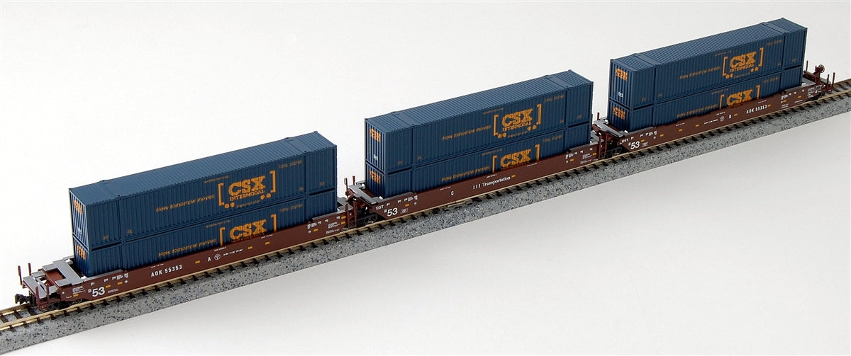 Kato 106-6170 N AOK MAXI-IV 53' Stack Cars w/CSX Containers #55358 (Set of 3) NIB
