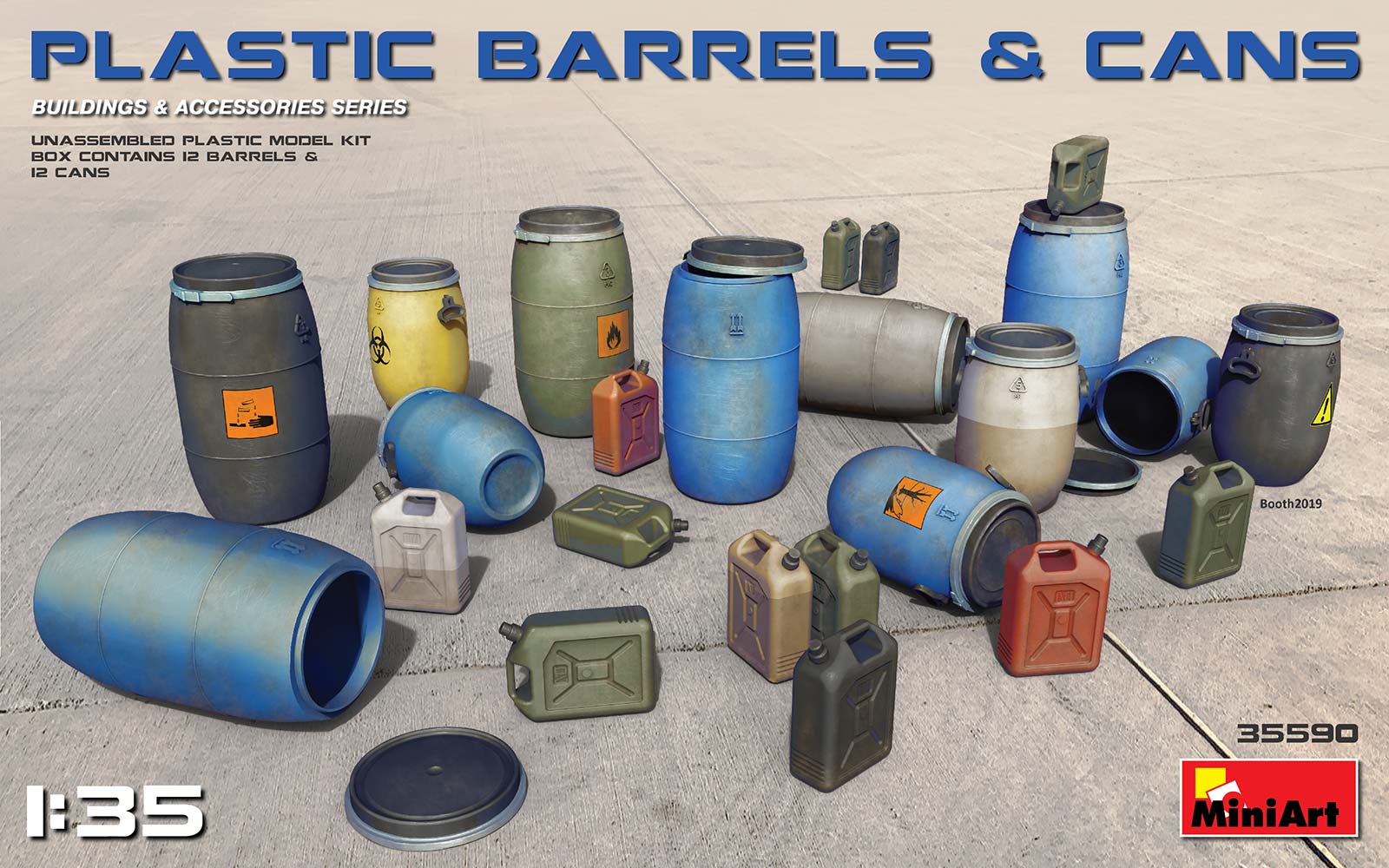 MiniArt 35590 1:35 Plastic Barrels (12) & Cans (12)