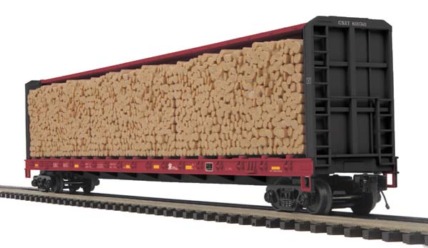 MTH 20-98848 O CSX Center Beam Flat Car w/ Log Load #600709 LN/Box