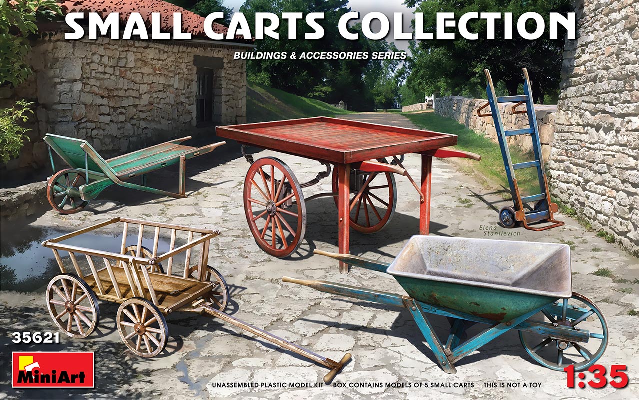MiniArt 35621 1:35 Small Carts Collection Plastic Kit (Set of 5)
