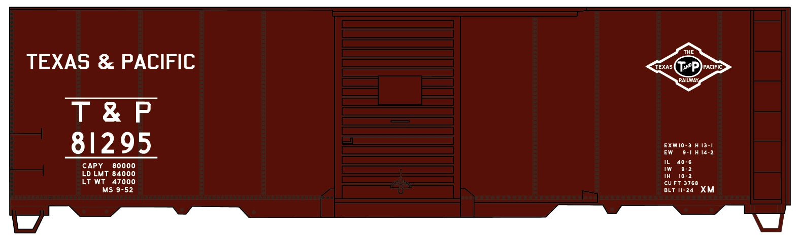 Accurail 3563 HO Texas & Pacific 40' AAR Single Door Steel Boxcar Kit