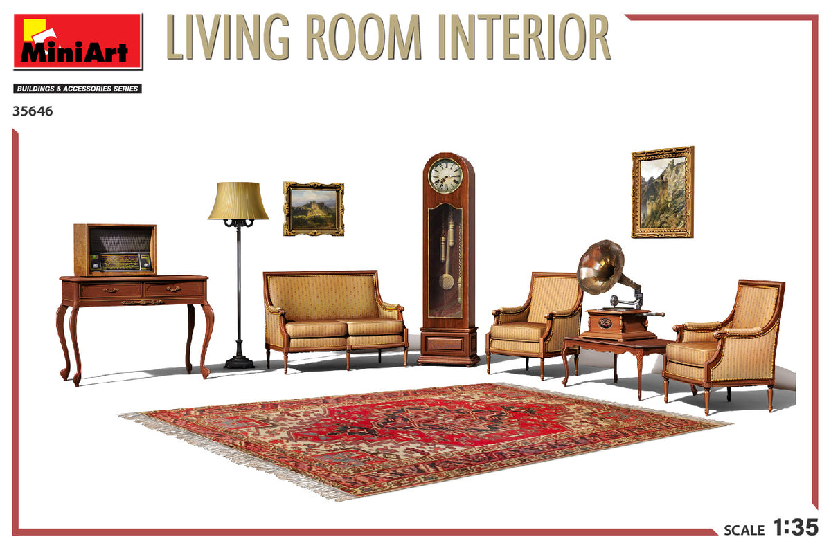 MiniArt 35646 1:35 Living Room Interior Furniture Plastic Model Kit